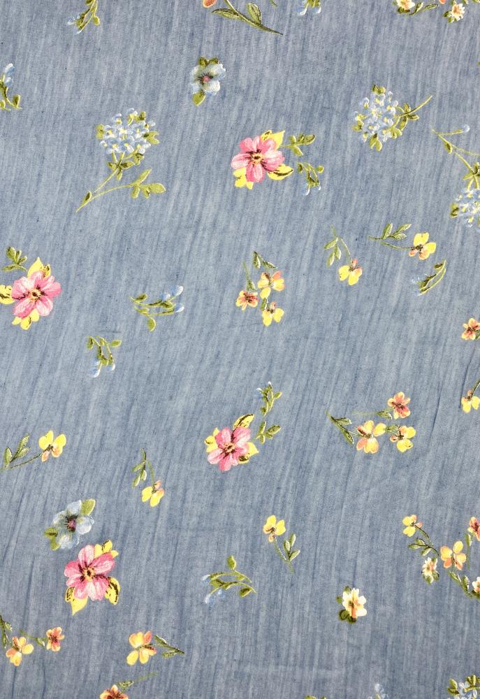 Sarah & Sally Baumwollschal Blumenwiese blau